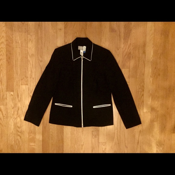 Liz Claiborne Collection Blazer l Black Zip Front - Picture 3 of 7